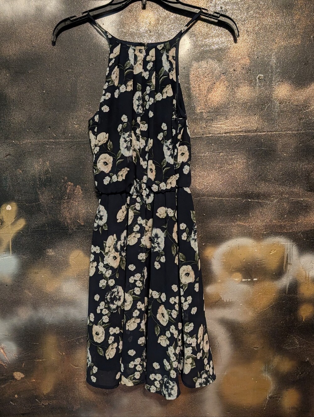 Blue Rain Black Floral Halter Jumpsuit